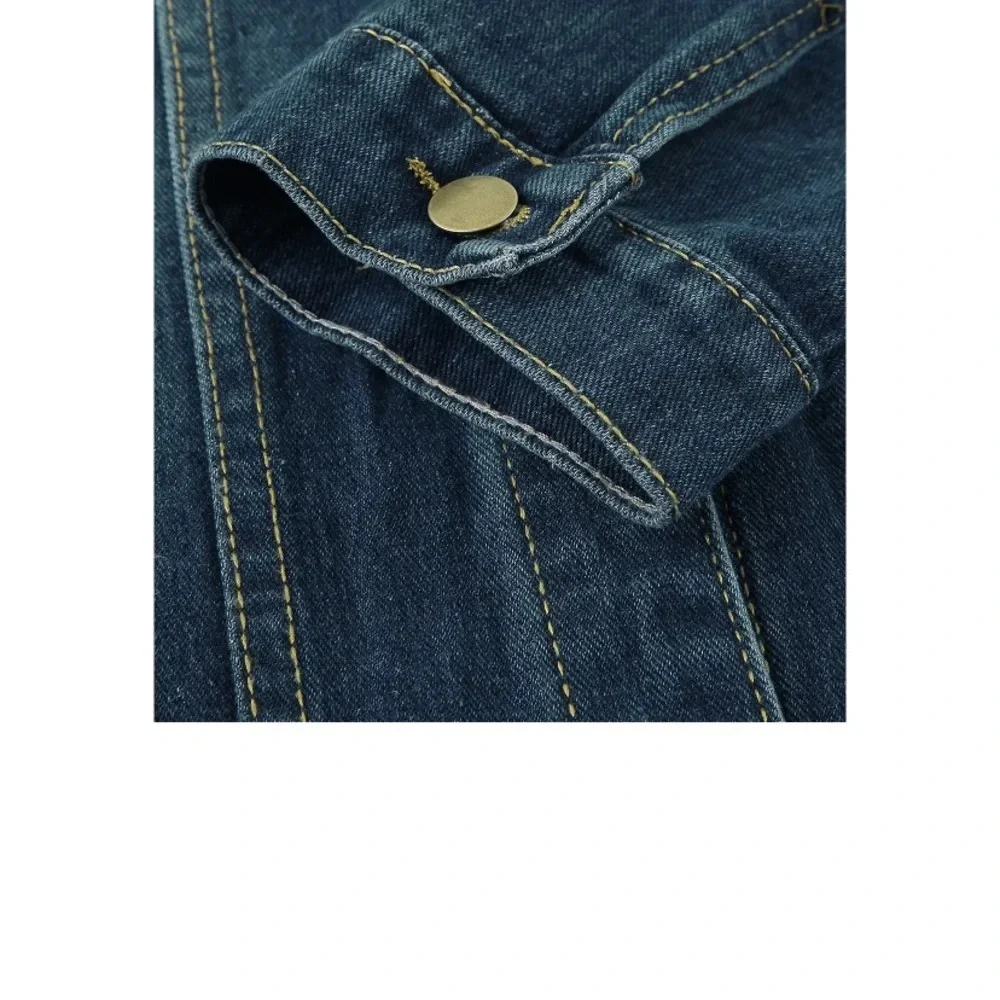Women’s Long Denim Jacket Ripped Destroyed Distressed US M
